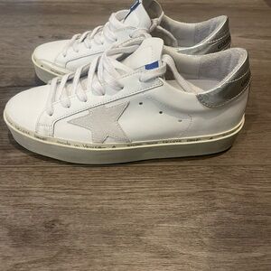 Golden Goose White Sneakers with Silver Accents